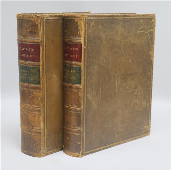 Two Victorian leather bound illustrated bibles